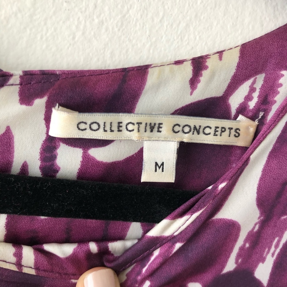 Collective Concepts Abstract Purple Blouson Dress - Picture 3 of 5